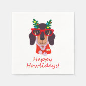 Serviette En Papier Noël mignon chien drôle Dachshund Howlidays (Devant)