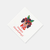 Serviette En Papier Noël mignon chien drôle Dachshund Howlidays (Coin)