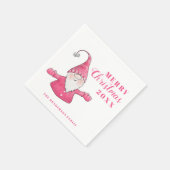 Serviette En Papier Noël mignon Gnome blanc et rose (Coin)