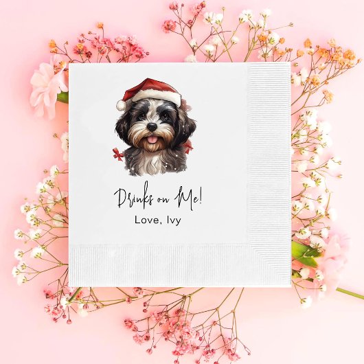 Serviette En Papier Noël Mignonne Chih Tzu Chien Boit Sur Moi