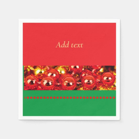 Serviette En Papier Noël modèle, rouge et vert (Devant)