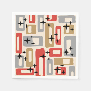 Serviette En Papier Noël Moderne du Milieu du Siècle Atomique