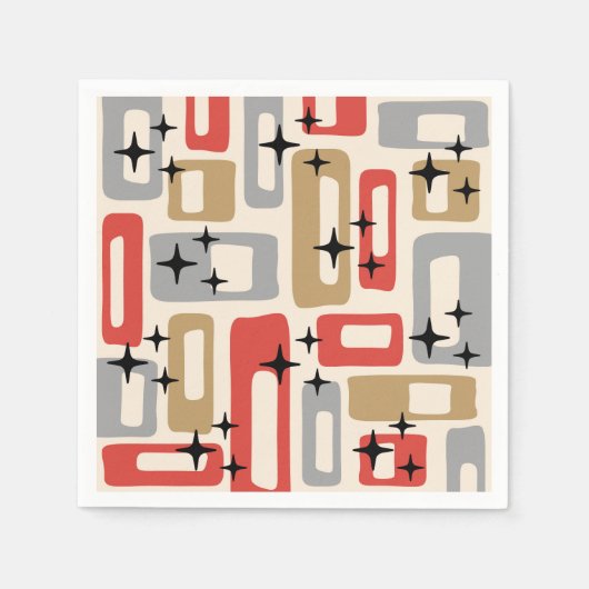 Serviette En Papier Noël Moderne du Milieu du Siècle Atomique (Devant)