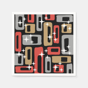 Serviette En Papier Noël Moderne du Milieu du Siècle Atomique