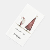 Serviette En Papier Noël moderne Joyeux et hiver brillant (Coin)