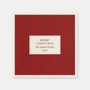 Serviette En Papier Noël Moderne Minimaliste Fêtes Rayures Rouges