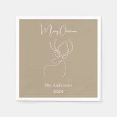 Serviette En Papier Noel moderne renne blanc beige abstrait (Devant)