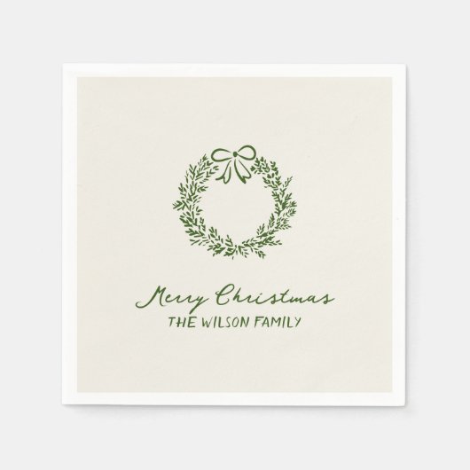 Serviette En Papier Noël Moderne Vert Fantaisiste (Devant)