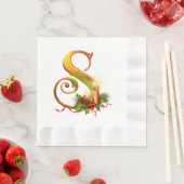 Serviette En Papier Noël Monogramme initial S Papier Napkin (En situation)