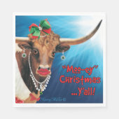 Serviette En Papier Noël "MOO", Longhorn Cow (Devant)