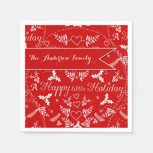 Serviette En Papier Noël Motif rouge (Devant)