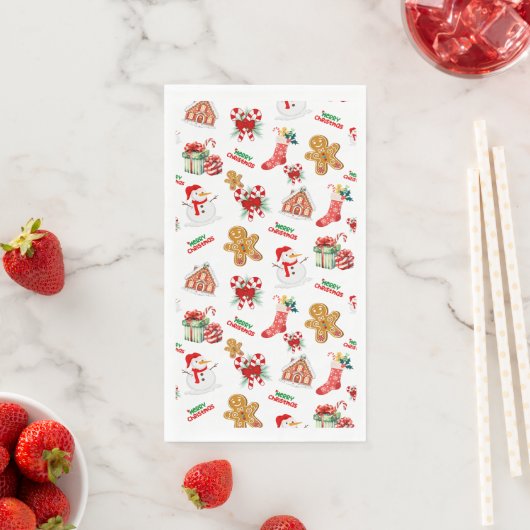 Serviette En Papier Noël Motif sans ambages (En situation)