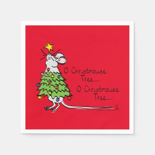 Serviette En Papier Noël Mouse mignonne Drôle Vacances (Devant)