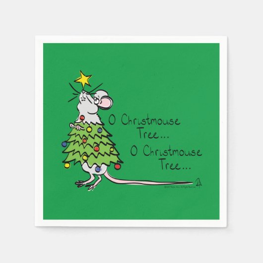 Serviette En Papier Noël Mouse mignonne Drôle Vacances (Devant)