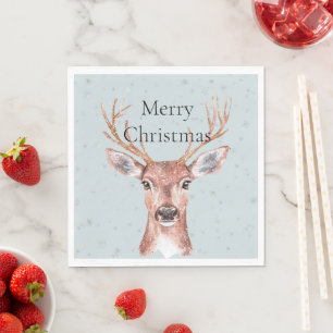 Serviette En Papier Noël Neige Bleue De Cerf