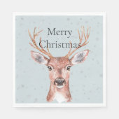 Serviette En Papier Noël Neige Bleue De Cerf (Devant)