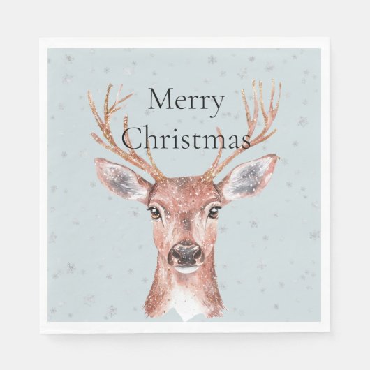 Serviette En Papier Noël Neige Bleue De Cerf (Devant)