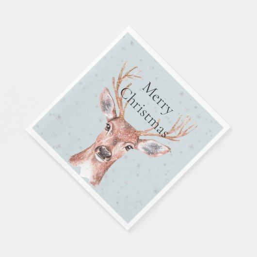 Serviette En Papier Noël Neige Bleue De Cerf (Coin)