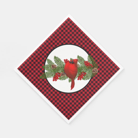 Serviette En Papier Noël Noël Cardinal Rouge Buffalo Imprimer (Coin)