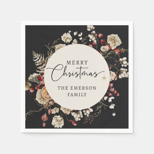 Serviette En Papier Noël noir (Devant)