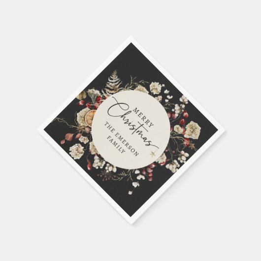 Serviette En Papier Noël noir (Coin)