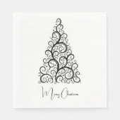 Serviette En Papier Noël noir et blanc (Devant)