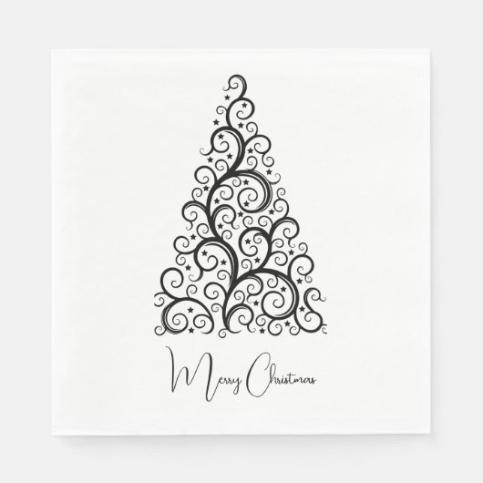 Serviette En Papier Noël noir et blanc (Devant)