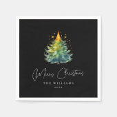 Serviette En Papier Noël noir et blanc élégant personnalisé (Devant)