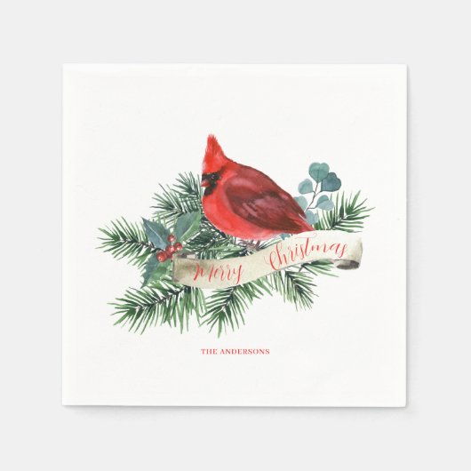 Serviette En Papier Noël Nom du cardinal rouge (Devant)