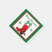 Serviette En Papier Noël Occidental Cowboy Boot Joyeux Noël (Coin)
