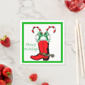 Serviette En Papier Noël Occidental CowboyBoot Joyeuses Fêtes (En situation)