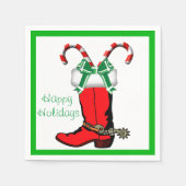 Serviette En Papier Noël Occidental CowboyBoot Joyeuses Fêtes (Devant)