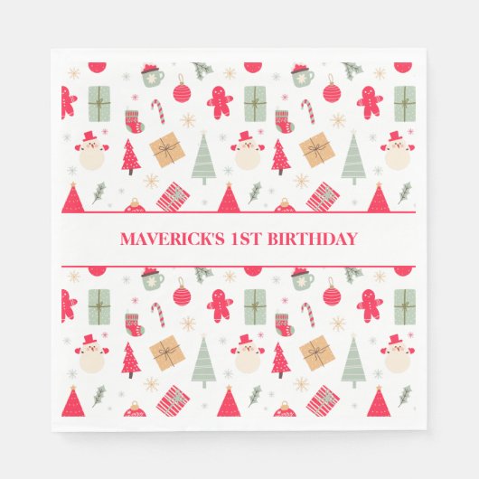 Serviette En Papier Noël Oh Quel Amusant Premier Anniversaire (Devant)