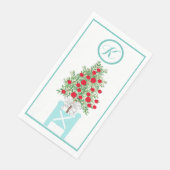 Serviette En Papier Noël Orange topiaire de l'arbre Chinoiserie (Coin)