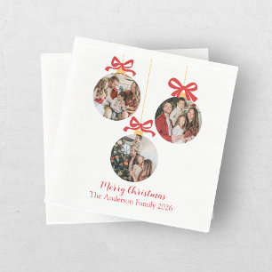 Serviette En Papier Noël Ornement Festif et Décontracté Photo Rouge 
