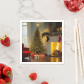Serviette En Papier Noël par le feu (En situation)