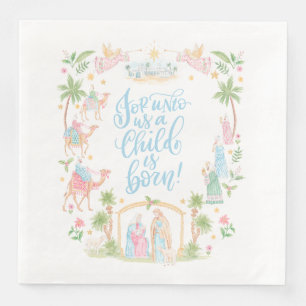 Serviette En Papier Noël Pastel   Un enfant nous est né