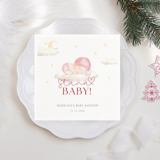 Serviette En Papier Noël Père Noël bébé fille douche