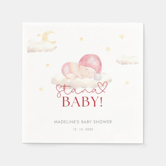 Serviette En Papier Noël Père Noël bébé fille douche (Devant)