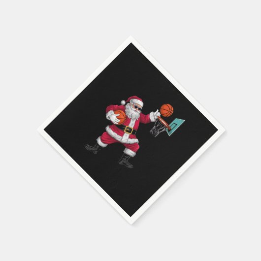 Serviette En Papier Noël Père Noël Dunking Un Basket-ball Noël (Coin)