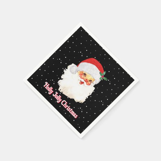 Serviette En Papier Noël Père Noël en noir (Coin)