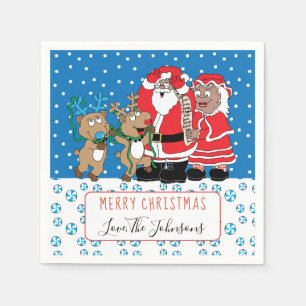 Serviette En Papier Noël Père Noël et Mme Claus de couleur