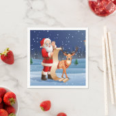 Serviette En Papier Noël Père Noël Et Rennes (En situation)