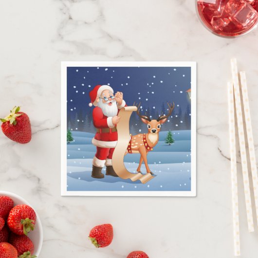 Serviette En Papier Noël Père Noël Et Rennes (En situation)