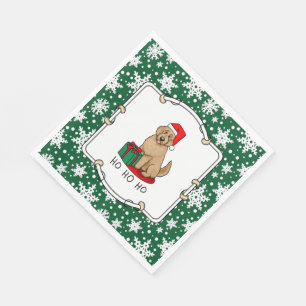 Serviette En Papier Noël Père Noël Goldendoodle (rouge or) Chien migno