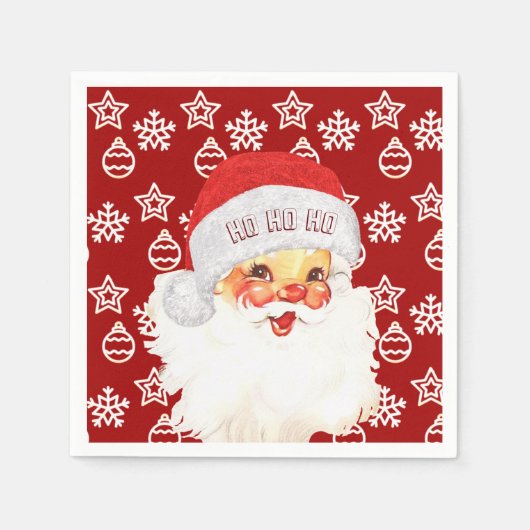 Serviette En Papier Noël Père Noël HO HO HO sur Red (Devant)