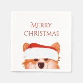 Serviette En Papier Noël père Noël Orange Corgi (Devant)
