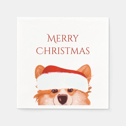 Serviette En Papier Noël père Noël Orange Corgi (Devant)