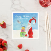 Serviette En Papier Noël père Noël portant cadeaux serviettes en papie (En situation)