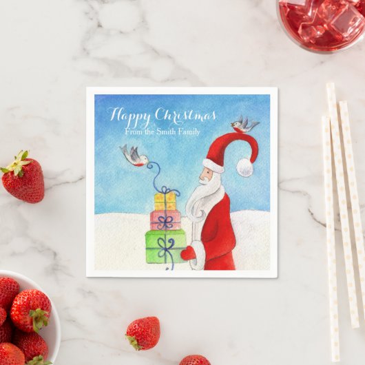 Serviette En Papier Noël père Noël portant cadeaux serviettes en papie (En situation)